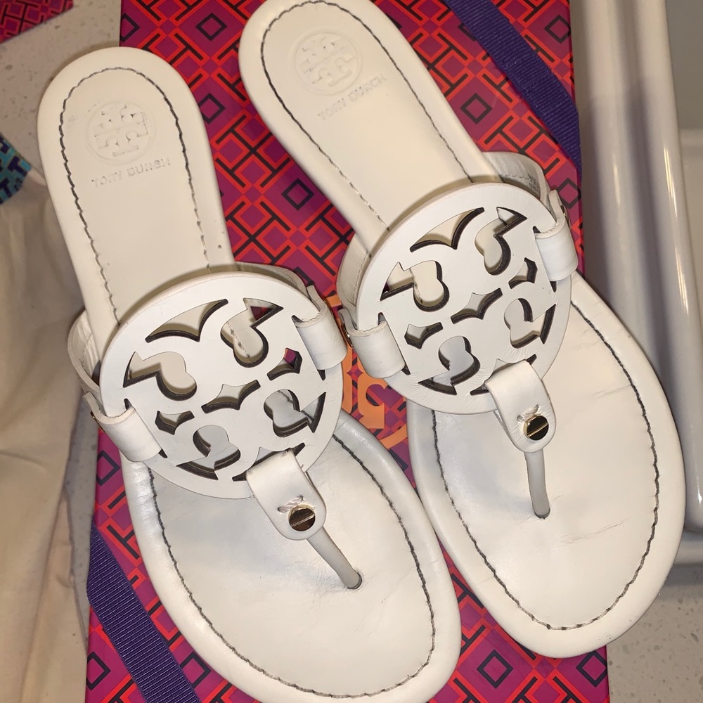 White leather Tory Burch sandals